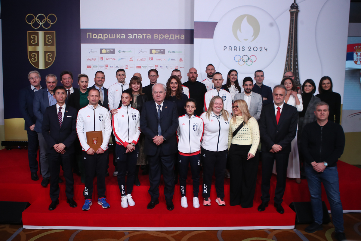 Svecanost povodom potpisivanja pozivnice za Olimpijske Igre u Parizu 2024. godine u hotelu Hajat, Beograd 04.12.2023. godine Foto: Ivica Veselinov / MN PRESS OLIMPIJSKI KOMITET SRBIJE