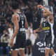 KEVIN PUNTER Kevin Panter i ZACH LEDAY Zek Ledej kosarkasi Partizana na utakmici Evrolige protiv Olimpija Armani Milano u hali Stark Beogradska arena, Beograd 07.12.2023. godine Foto: Marko Metlas Kosarka, Partizan, Evroliga, Olimpija Armani Milano