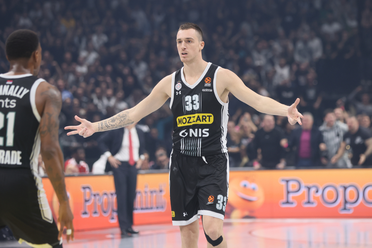 DANILO ANDJUSIC kosarkas Partizana na utakmici Evrolige protiv Olimpija Armani Milano u hali Stark Beogradska arena, Beograd 07.12.2023. godine Foto: Marko Metlas Kosarka, Partizan, Evroliga, Olimpija Armani Milano