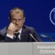 FILE - President of UEFA Aleksander Ceferin listens to questions during a news conference, after being reelected, at the end of the 47th ordinary UEFA congress in Lisbon, Wednesday, April 5, 2023. The European Union’s top court has ruled UEFA and FIFA acted contrary to competition law by blocking plans for the breakaway Super League. The case was heard last year at the Court of Justice after Super League failed at launch in April 2021. UEFA President Aleksander Ceferin called the club leaders “snakes” and “liars.” (AP Photo/Armando Franca, File)