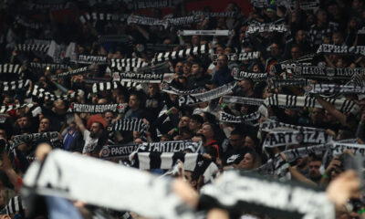 Navijači Partizana na utakmici Evrolige protiv Monaka u hali Beogradska Stark Arena, Beograd 05.12.2023. godine Foto: Ivica Veselinov / MN PRESS KOSARKA, BASKETBALL, EVROLIGA, EUROLEAGUE, PARTIZAN, MONACO, MONAKO