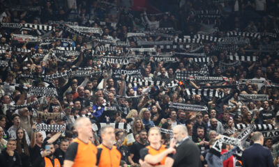 Navijači Partizana na utakmici Evrolige protiv Monaka u hali Beogradska Stark Arena, Beograd 05.12.2023. godine Foto: Ivica Veselinov / MN PRESS KOSARKA, BASKETBALL, EVROLIGA, EUROLEAGUE, PARTIZAN, MONACO, MONAKO