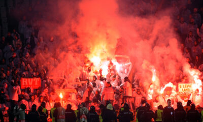 Navijaci fudbalera Kelna, na utakmici protiv Crvene zvezde, na stadionu Rajko Mitic. Beograd, 07.12.2017. foto: Nebojsa Parausic Fudbal, UEFA liga Evrope, Crvena zvezda, Keln