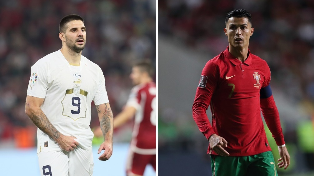 ALEKSANDAR MITROVIC fudbaler reprezentacije Srbije na utakmici kvalifikacija za UEFA Evropsko prvenstvo 2024 godine protiv Madjarske na stadionu Ferenc Puskas, Budimpesta 14.10.2023. godine Foto: Marko Metlas Fudbal, Reprezentacija, Srbija, Madjarska, UEFA Evropsko prvenstvo, EURO 2024