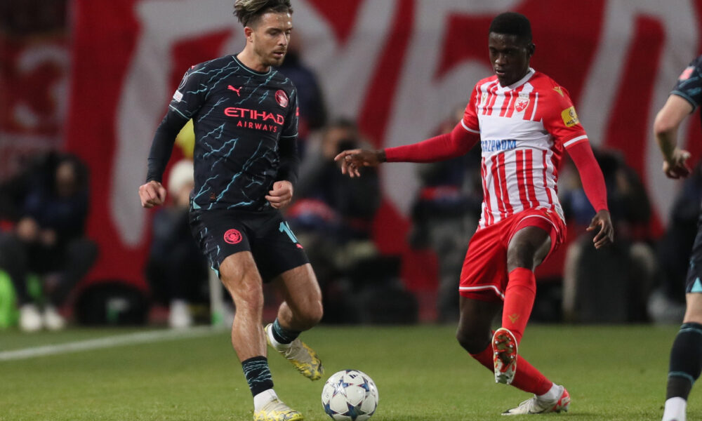 JACK GREALISH Dzek Grilis fudbaler Mancester Sitija na utakmici UEFA Lige Sampiona protiv Crvene zvezde na stadionu Rajko Mitic, Beograd 13.12.2023. godine Foto: Marko Metlas Fudbal, Crvena zvezda, UEFA Liga Sampiona , Mancester Siti