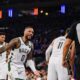 Milwaukee Bucks guard Damian Lillard (0) argues a call with referee Zach Zarba (15) during the first half of an NBA basketball game against the New York Knicks in New York, Saturday, Dec. 23, 2023. (AP Photo/Peter K. Afriyie)