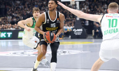 kosarkas Partizana na utakmici Evrolige protiv Zalgirisa u hali Stark Arena, Beograd 26.01.2024. Foto: Marko Metlas Kosarka, Partizan, Evroliga, Zalgiris