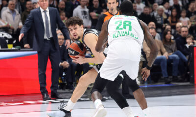 kosarkas Partizana na utakmici Evrolige protiv Zalgirisa u hali Stark Arena, Beograd 26.01.2024. Foto: Marko Metlas Kosarka, Partizan, Evroliga, Zalgiris