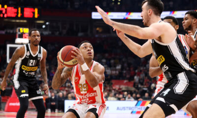 kosarkas Crvene zvezde na utakmici Jadranske ABA lige protiv Partizana u hali Stark Beogradska arena, Beograd 28.01.2024. godine Foto: Marko Metlas Kosarka, Crvena zvezda, Jadranska ABA liga, Partizan