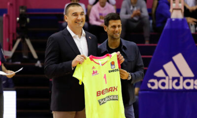 DEJAN MILOJEVIC i NOVAK DJOKOVIC na revijalnoj kosarkaskoj utakmici DEKI CIAO u hali Mega Factory, Beograd 11.06.2020. godine Foto: MN PRESS / Ivica Veselinov