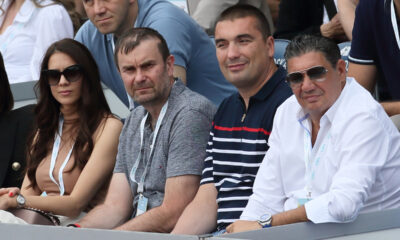 LUKA PAVICEVIC kosarkaski trener, DEJAN MILOJEVIC trener i MIODRAG RAZNATOVIC menadzer na mecu Adria tura na terenima tenis centra Novak,Beograd 12.06.2020. godine Foto: Marko Metlas Tenis, Srbija, Adria tour