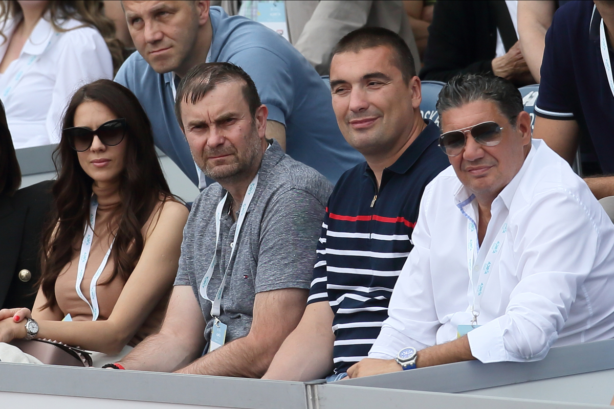 LUKA PAVICEVIC kosarkaski trener, DEJAN MILOJEVIC trener i MIODRAG RAZNATOVIC menadzer na mecu Adria tura na terenima tenis centra Novak,Beograd 12.06.2020. godine Foto: Marko Metlas Tenis, Srbija, Adria tour