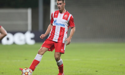 OGNJEN MIMOVIC fudbaler Crvene zvezde na utakmici Omladinske Lige Sampiona protiv Sent Patrika iz Irske na stadionu Cukarickog, Beograd 20.10.2021. godine Foto: Marko Metlas Fudbal, Crvena zvezda, Omladinska UEFA Liga Sampiona , Sent Patrik