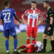NJEGOS PETROVIC i MOMCILO MARKOVIC sudija fudbaleri Crvene zvezde na utakmici Superlige Prvenstva Srbije protiv Vozdovca na stadionu Rajka Mitica, Beograd, 01.12.2021. godine Foto: Marko Metlas Fudbal, Crvena zvezda, Superliga Prvenstvo Srbije, Vozdovac
