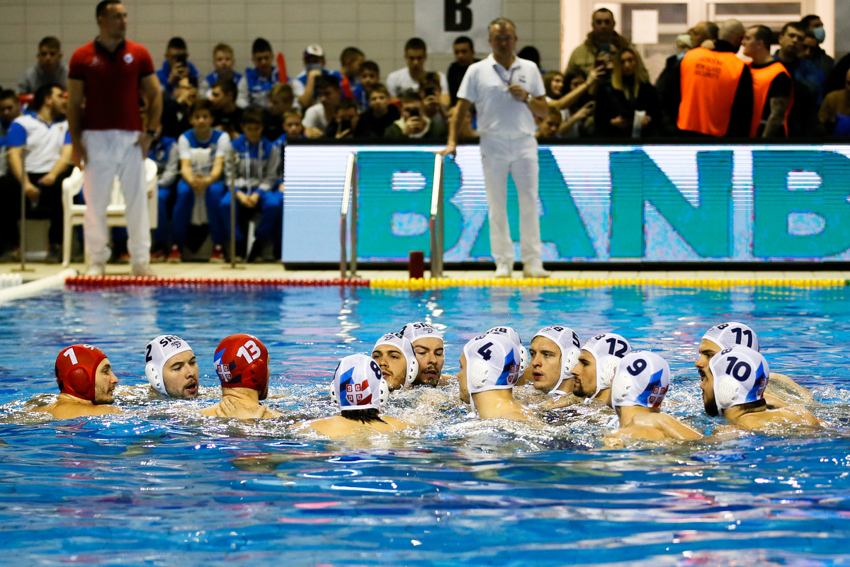 Vaterpolisti Srbije na utakmici FINA Svetske Lige protiv Italije, Sabac 18.01.2022. godine Foto: MN PRESS / Ivica Veselinov VATERPOLO, WATERPOLO, FINA, WORLD LEAGUE, SVETSKA LIGA, SRBIJA, SERBIA, ITALIJA, ITALY
