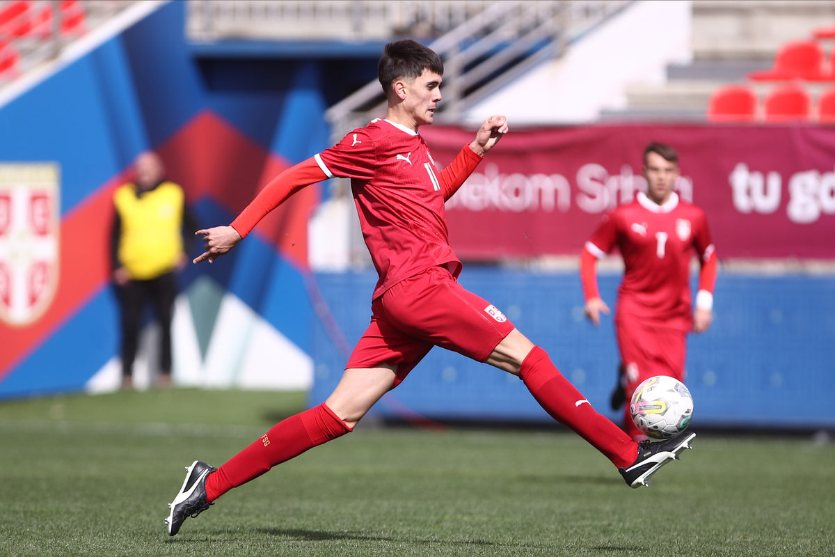 MATIJA POPOVIC fudbaler U17 reprezentacije Srbije na utakmici kvalifikacija za Evropsko prvenstvo protiv Izraela u sportskom centru FSS, Stara Pazova 22.03.2023. godine Foto: Ivica Veselinov / MN PRESS FSS, U17, SERBIA, SRBIJA, ISRAEL, IZRAEL
