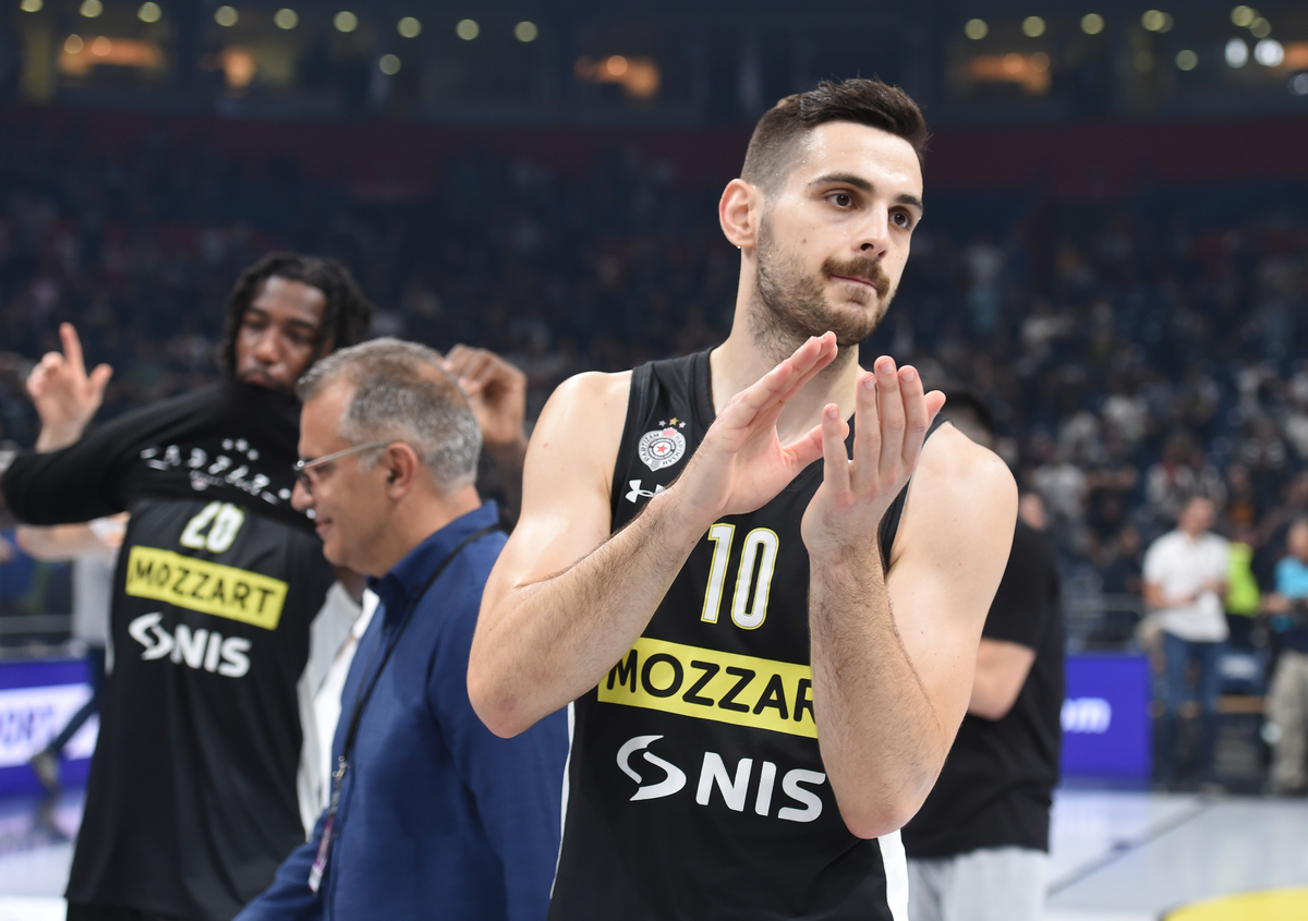 IOANNIS PAPAPETROU Joanis Papapetru, kosarkas Partizana, na utakmici finala plejofa ABA lige protiv Crvene zvezde, u Beogradskoj Stark areni. Beograd, 15.06.2023. foto: Nebojsa Parausic Kosarka, ABA League, Play off, Partizan, Crvena zvezda