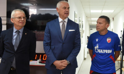 Prozivka fudbalera Crvene zvezde, pred pocetak prvenstva, na stadionu Rajko Mitic. SVETOZAR MIJAILOVIC, ZVEZDAN TERZIC, BARAK BAKHAR Barak Bahar Beograd, 19.06.2023. foto: Nebojsa Parausic Fudbal, Crvena zvezda