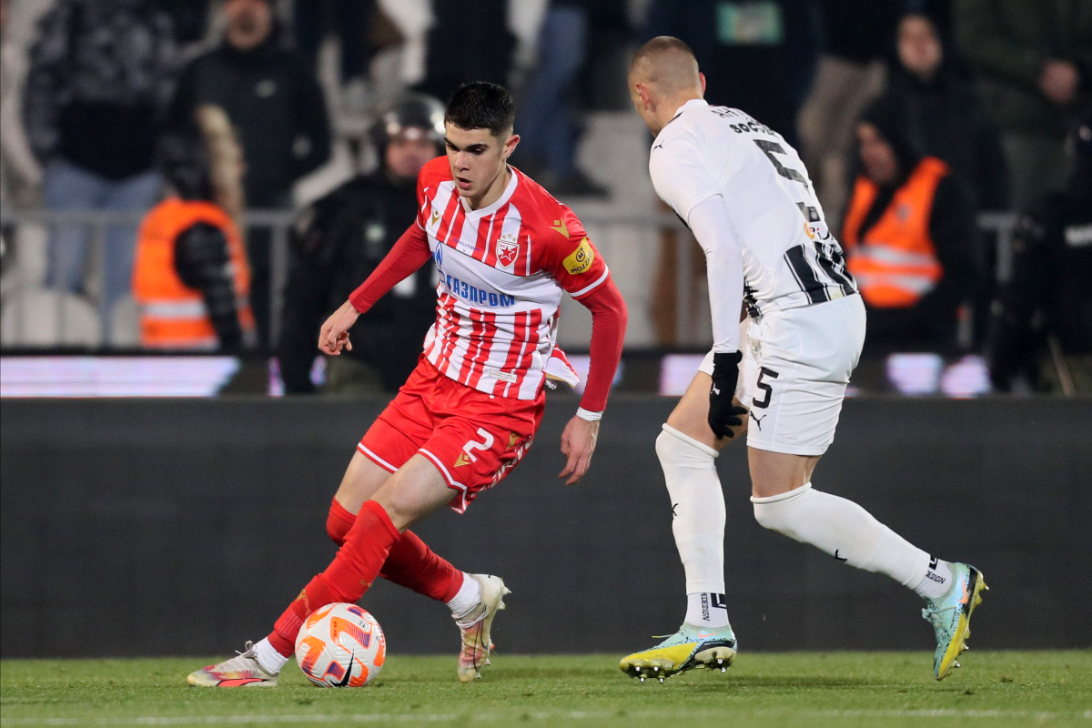 KOSTA NEDELJKOVIC fudbaler Crvene zvezde na utakmici Superlige Prvenstva Srbije protiv Partizana na stadionu Partizana, Beograd, 20.12.2023. godine Foto: Marko Metlas Fudbal, Crvena zvezda, Superliga Prvenstvo Srbije, Partizan