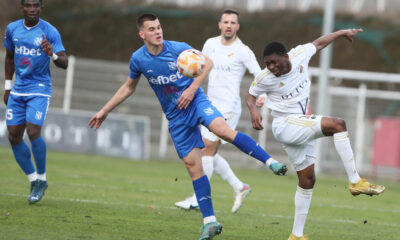 SAMBOU SISSOKO Sambu Sisoko fudbaler Cukarickog na utakmici prvenstva Srbije protiv UROS SREMCEVIC fudbaler Mladosti iz Lucana na stadionu Cukarickog, Beograd 22.12.2023. godine Foto: Ivica Veselinov Fudbal, Cukaricki, Prvenstvo Srbije, Mladost Lucani