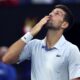 Novak Djokovic of Serbia celebrates after defeating Taylor Fritz of the U.S. in their quarterfinal match at the Australian Open tennis championships at Melbourne Park, Melbourne, Australia, Tuesday, Jan. 23, 2024. (AP Photo/Asanka Brendon Ratnayake)