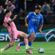 Inter Miami's Lionel Messi, left, in action during the Riyadh Season Cup soccer match between Inter Miami and Al Hilal at Kingdom Arena Stadium in Riyadh, Saudi Arabia, Monday, Jan. 29, 2024. (AP Photo)