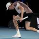 Jannik Sinner of Italy reacts after winning the second set against Andrey Rublev of Russia during their quarterfinal match at the Australian Open tennis championships at Melbourne Park, Melbourne, Australia, Wednesday, Jan. 24, 2024. (AP Photo/Alessandra Tarantino)