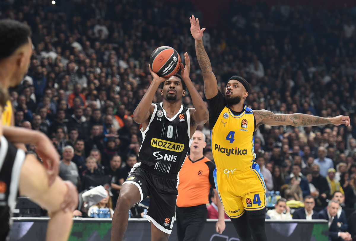 , kosarkas Partizana, na utakmici Evrolige protiv Makabija, u Beogradskoj Stark areni. Beograd, 12.01.2024. foto: Nebojsa Parausic / MN press Kosarka, Euroleague, Partizan, Makabi
