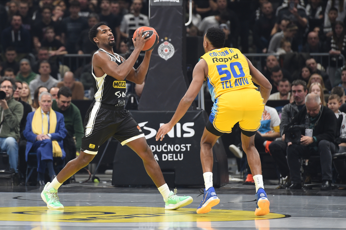 , kosarkas Partizana, na utakmici Evrolige protiv Makabija, u Beogradskoj Stark areni. Beograd, 12.01.2024. foto: Nebojsa Parausic / MN press Kosarka, Euroleague, Partizan, Makabi