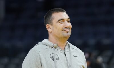 Golden State Warriors assistant coach Dejan Milojevic watches players warm up before an NBA preseason basketball game against the Denver Nuggets in San Francisco, Friday, Oct. 14, 2022. Warriors assistant coach Dejan Milojević, a mentor to two-time NBA MVP Nikola Jokic and a former star player in his native Serbia, died Wednesday, Jan. 17, 2024, after suffering a heart attack, the team announced. Milojević, part of the staff that helped the Warriors win the 2022 NBA championship, was 46. (AP Photo/Jeff Chiu)