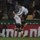 Udinese's Lazar Samardzic, left, celebrates scoring during the Serie A soccer match between Udinese and Milan in Udine, Italy, Saturday Jan. 20, 2024. (Andrea Bressanutti/LaPresse via AP)