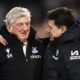 Crystal Palace manager Roy Hodgson, left and Chelsea manager Mauricio Pochettino gesture ahead of the English Premier League soccer match between Crystal Palace and Chelsea,at Selhurst Park, in London, Monday, Feb. 12, 2024. (John Walton/PA via AP)