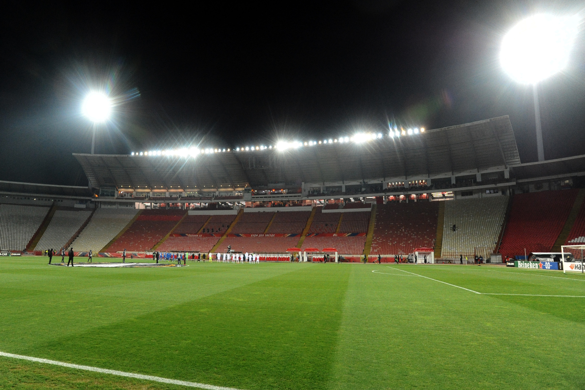 Prazne tribine na utakmici Lige Evrope Crvena zvezda - Hoffenhajm, na stadionu Rajko Mitic. Beograd, 03.12.2020. foto: Nebojsa Parausic Fudbal, UEFA, Crvena zvezda, Hofenhajm