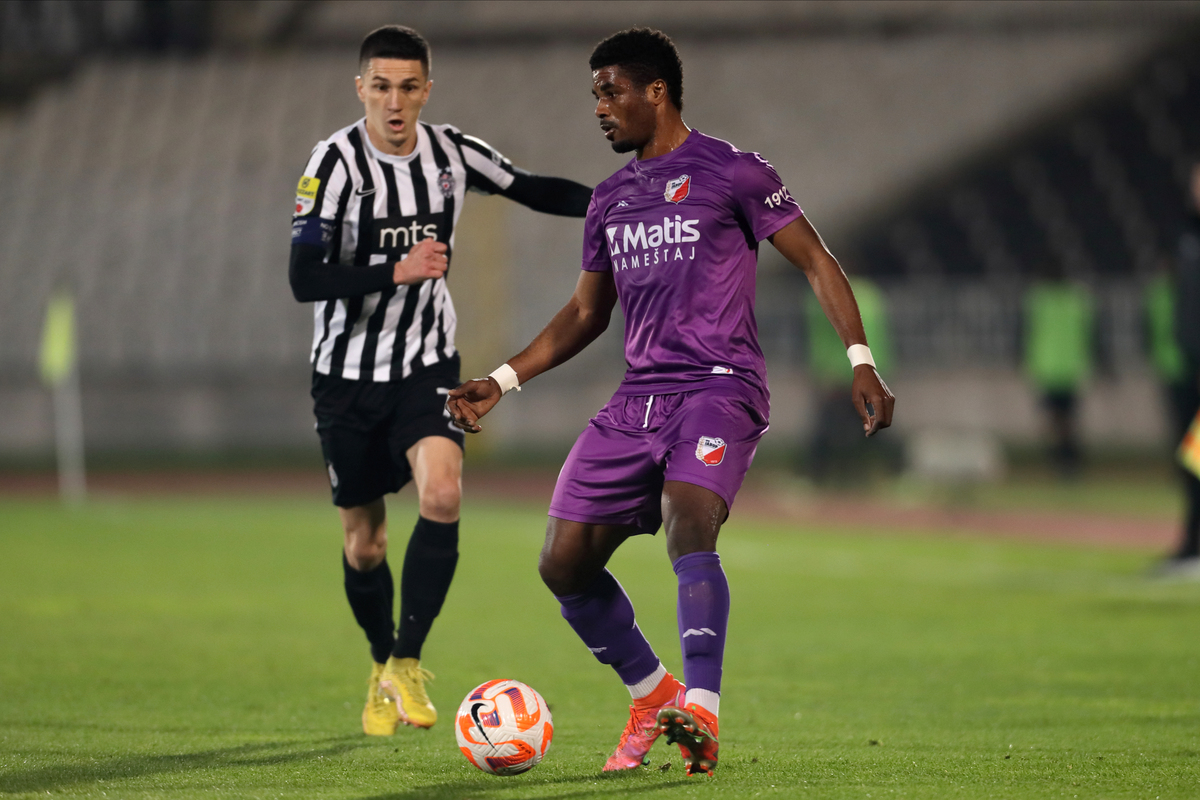 IBRAHIM TANKO fudbaler Javora Ivanjica na utakmici Superlige Prvenstva Srbije protiv Partizana na stadionu Partizana, Beograd 23.10.2022. godine Foto: Marko Metlas Fudbal, Partizan, Superliga Prvenstvo Srbije, Javor Ivanjica
