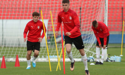 ANDREJ POPOVIC fudbaler U17 reprezentacije Srbije na treningu u sportskom centru FSS, Stara Pazova 12.05.2023. godine Foto: Marko Metlas Fudbal, Srbija U17, Trening