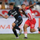STRAHINJA TANASIJEVIC fudbaler Spartaka Subotica na utakmici Superlige Prvenstva Srbije protiv JOVAN MIJATOVIC iz Crvene zvezde na stadionu Rajka Mitica, Beograd 19.08.2023. godine Foto: Marko Metlas Fudbal, Spartak Subotica, Superliga Prvenstvo Srbije, Crvena zvezda