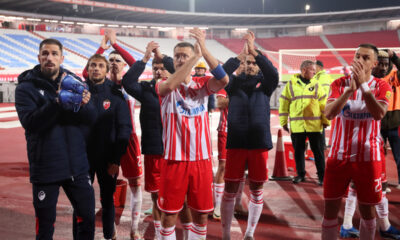 MILOS DEGENEK, UROS SPAJIC, MIRKO IVANIC, MILAN RODIC RADOST fudbalera Crvene zvezde na utakmici Superlige Prvenstva Srbije protiv Radnika Surdulica na stadionu Rajka Mitica, Beograd, 04.11.2023. godine Foto: Marko Metlas Fudbal, Crvena zvezda, Superliga Prvenstvo Srbije, Radnik Surdulica