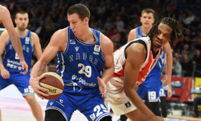 LUKA BOZIC, kosarkas Zadra, na utakmici ABA lige protiv Crvene zvezde, u u Beogradskoj Stark areni. Beograd, 11.02.2024. foto: Nebojsa Parausic Kosarka, ABA League, Crvena zvezda, Zadar