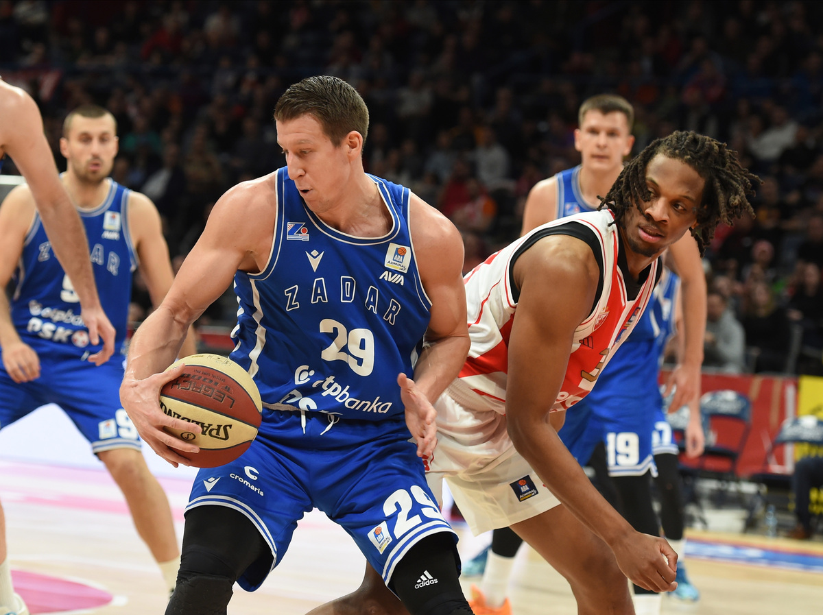LUKA BOZIC, kosarkas Zadra, na utakmici ABA lige protiv Crvene zvezde, u u Beogradskoj Stark areni. Beograd, 11.02.2024. foto: Nebojsa Parausic Kosarka, ABA League, Crvena zvezda, Zadar