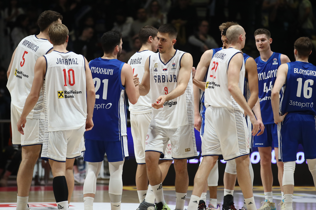 VANJA MARINKOVIC kosarkas Srbije na utakmici kvalifikacija za Evropsko Prvenstvo protiv Finske u hali Aleksandar Nikolic, Beograd 23.02.2024. godine Foto: Ivica Veselinov / MN PRESS KOSARKA, BASKETBALL, KVALIFIKACIJE, SRBIJA, FINSKA, FINLAND, SERBIA