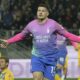 AC Milan's Luka Jovic celebrates scoring his side's third goal during the Italian soccer match between Frosinone and AC Milan, at the Benito Stirpe Stadium in Frosinone, Italy, Saturday, Feb. 3, 2024. (Alessandro Garofalo/LaPresse via AP)