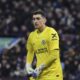 Chelsea's goalkeeper Djordje Petrovic reacts during the English FA Cup fourth round soccer match between Aston Villa and Chelsea at the Villa Park Stadium in Birmingham, England, Wednesday, Feb. 7, 2024. (AP Photo/Rui Vieira)