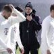 Bayern's head coach Thomas Tuchel, centre, attends a training session ahead of the Champions League round of 16 first leg soccer match, in Munich, Germany, Tuesday, Feb. 13, 2024. Bayern Munich will face Lazio in Rome on Wednesday. (Sven Hoppe/dpa via AP)