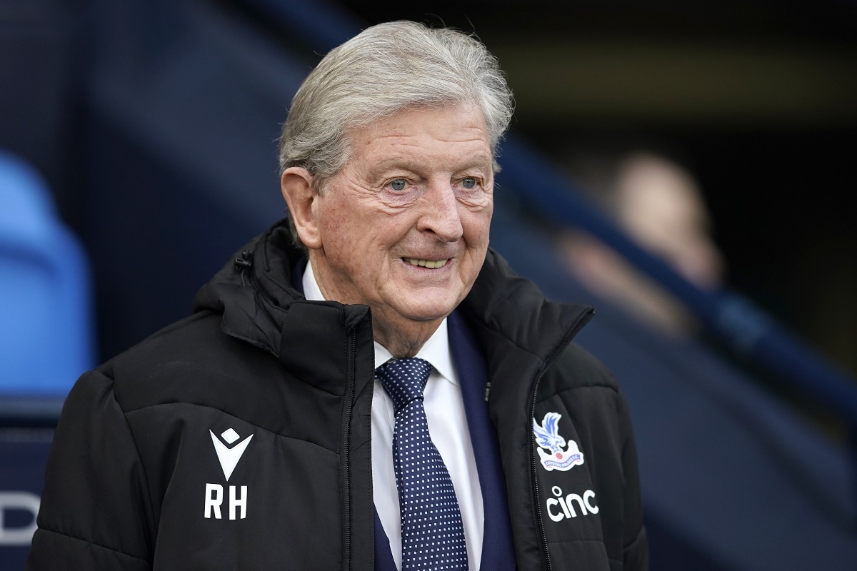 FILE -Crystal Palace's head coach Roy Hodgson waits for the start of the English Premier League soccer match between Manchester City and Crystal Palace at the Etihad Stadium in Manchester, England, Saturday, Dec.16, 2023. Crystal Palace says Roy Hodgson is stepping down as manager of the Premier League team. The 76-year-old former England coach was hospitalized last week after falling ill in training. The incident came amid reports that Palace was about to replace him as manager. (AP Photo/Dave Thompson, File)