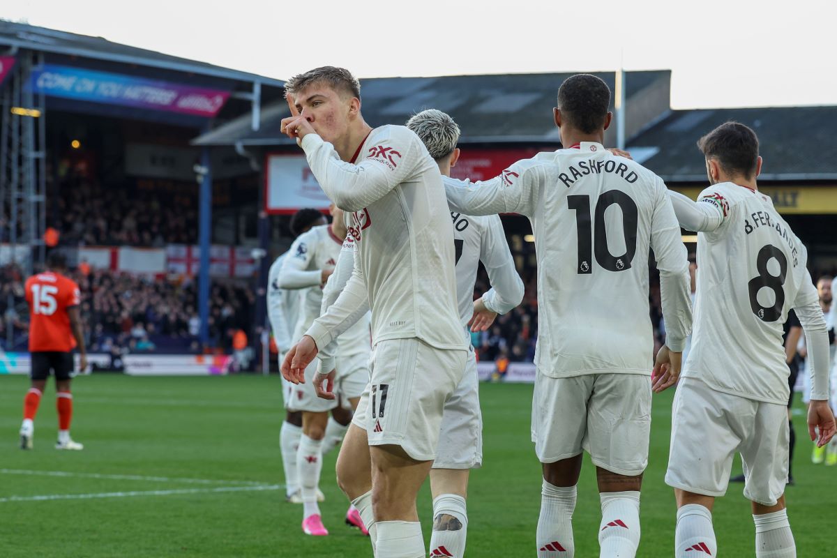 Rasmus hojlund na utakmici Luton - Mančester junajted