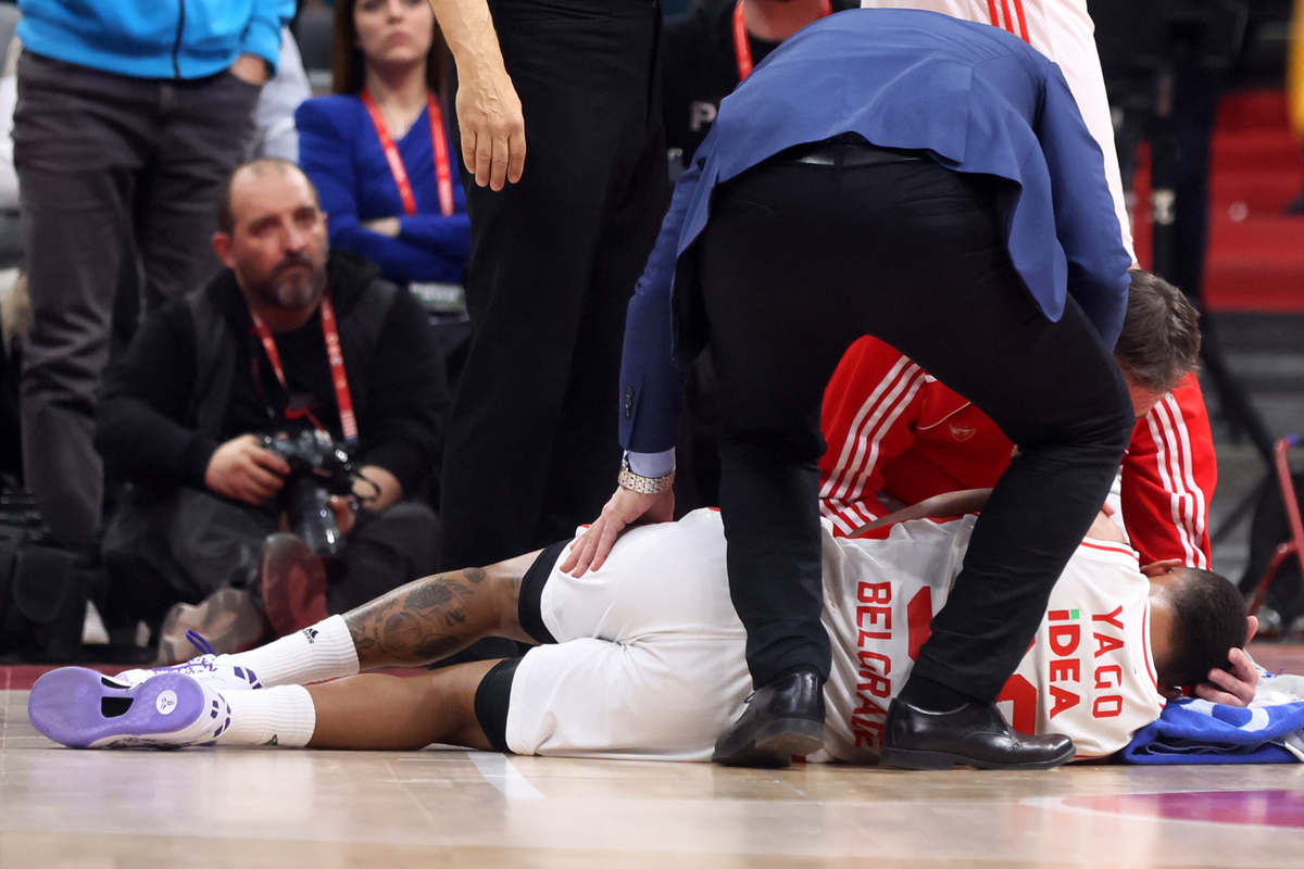 kosarkas Crvene zvezde na utakmici Evrolige protiv Makabija iz Tel Aviva u hali Beogradska Stark Arena, Beograd 14.03.2024. godine Foto: Marko Metlas kosarka, basketball, Evroliga, Euroleauge, Crvena zvezda, Makabi Tel Aviv
