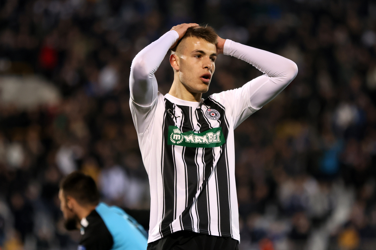 fudbaler Partizana na utakmici Mocart Superlige protiv Zeleznicara iz Panceva na stadionu Partizana, Beograd 02.03.2024. godine Foto: Marko Metlas Fudbal, Prvenstvo Srbije, Mocart Superliga, Partizan, Zeleznicar Pancevo