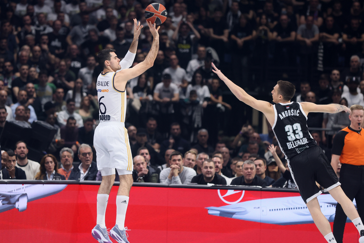 kosarkas Reala na utakmici Evrolige protiv Partizana u hali Stark Beogradska arena, Beograd 21.03.2024. godine Foto: Marko Metlas Kosarka, Partizan, Evroliga, Real Madrid