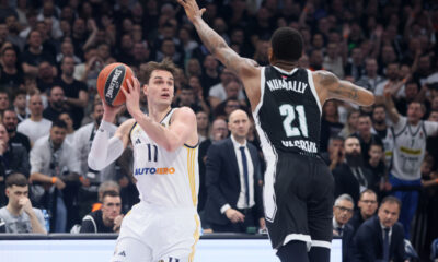 kosarkas Partizana na utakmici Evrolige protiv Real Madrida u hali Stark Beogradska arena, Beograd 21.03.2024. godine Foto: Marko Metlas Kosarka, Partizan, Evroliga, Real Madrid