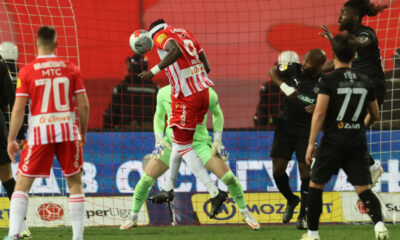 fudbaler Crvene zvezde na utakmici Mocart Superlige protiv Partizana, na stadionu Rajko Mitic, Beograd, 09.03.2024. foto: Marko Metlas Fudbal, 172. derbi, Partizan, Crvena zvezda, derbi, Superliga